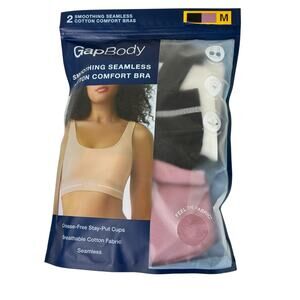 Gap Body 2-Pack Size Medium Smoothing Seamless Cotton Comfort Bras OPEN PACKAGE
